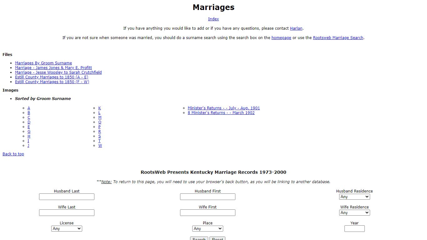 Marriages - RootsWeb